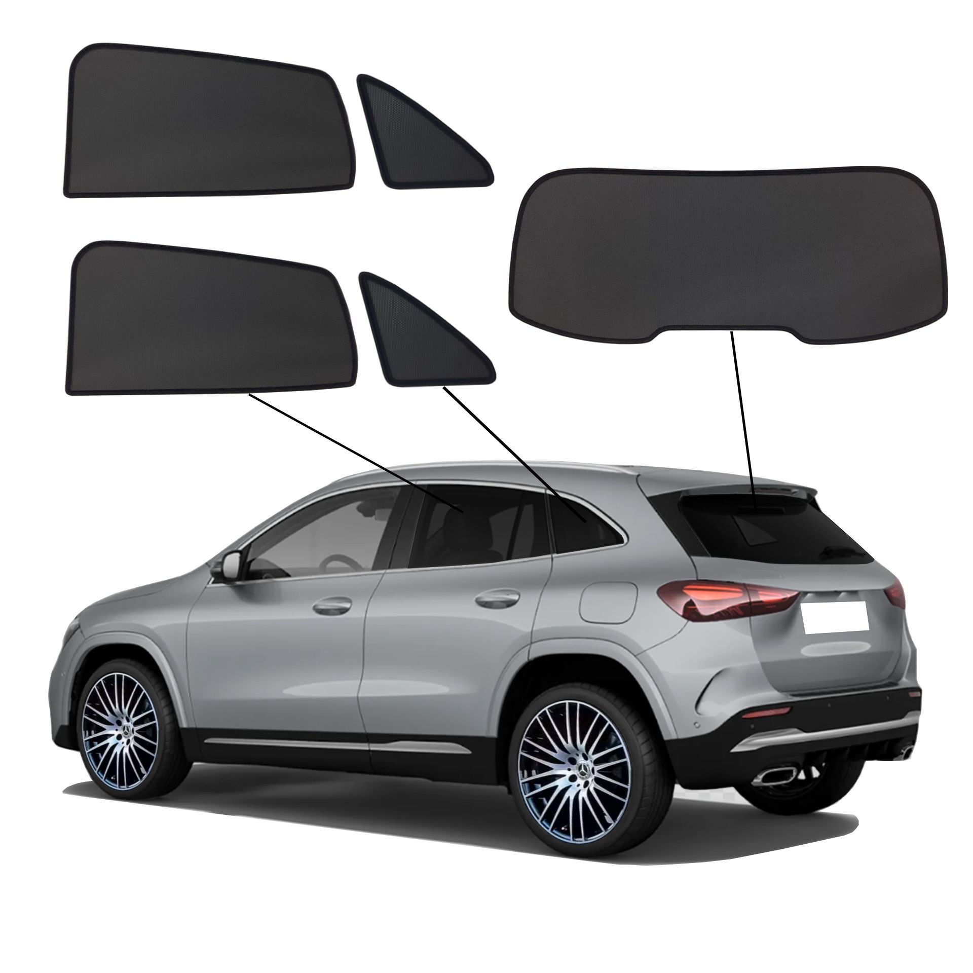 Mercedes GLA EQA SunClip Auto Sonnenschutz & Sichtschutz 2020- ein Mercedes GLA mit einem ABC Set