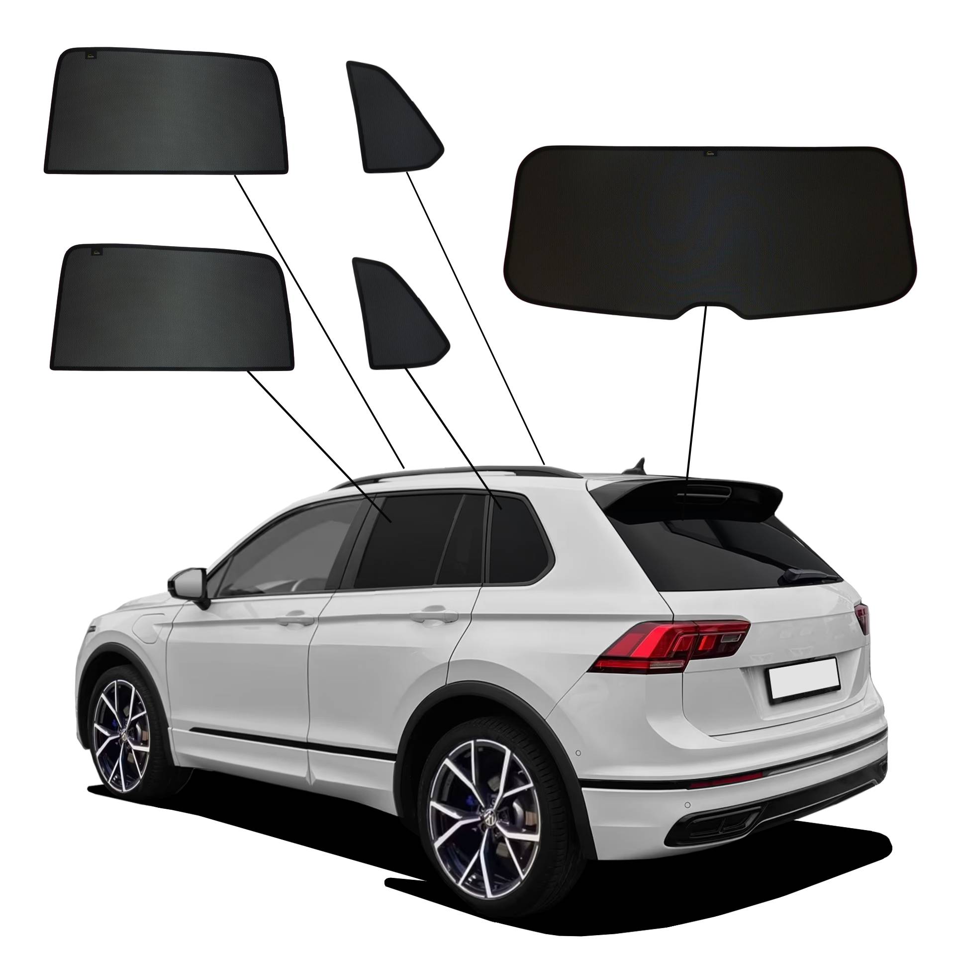 VW Tiguan II SunClip Auto Sonnenschutz & Sichtschutz 2016-2023 ein VW Tiguan 2 mit einem ABC Set