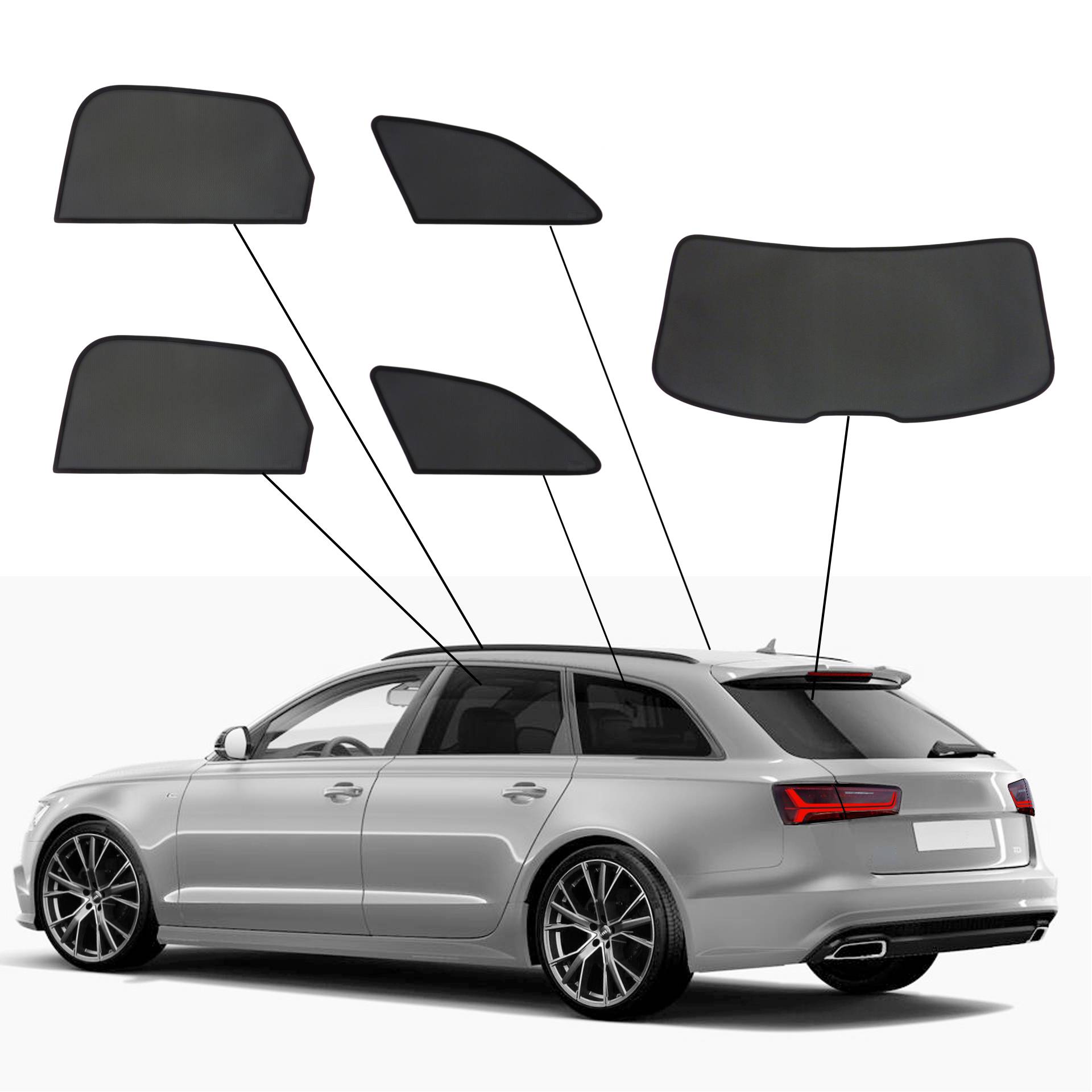 Audi A6 Avant SunClip Auto Sonnenschutz & Sichtschutz 2011-2018 ein Audi A6 mit einem ABc Set