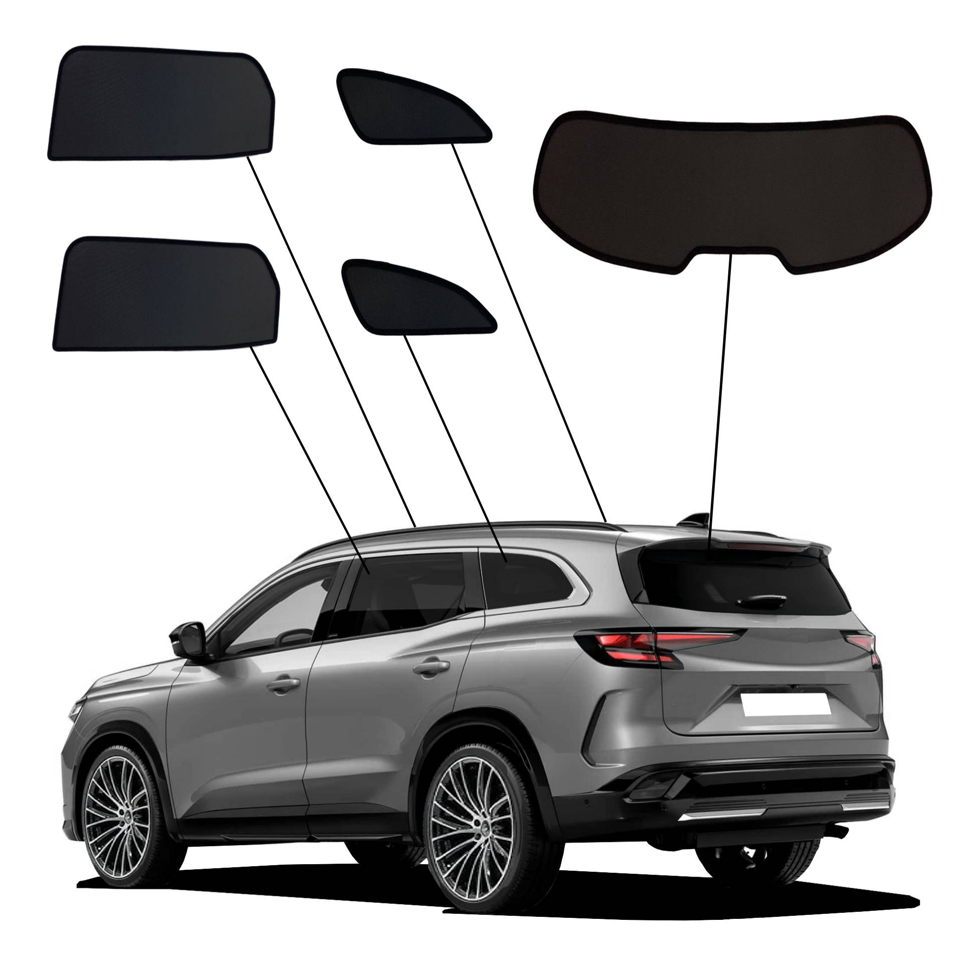 Renault Espace 6 SunClip Auto Sonnenschutz & Sichtschutz 2023- ein Renault Espace 6 mit einem ABC Set