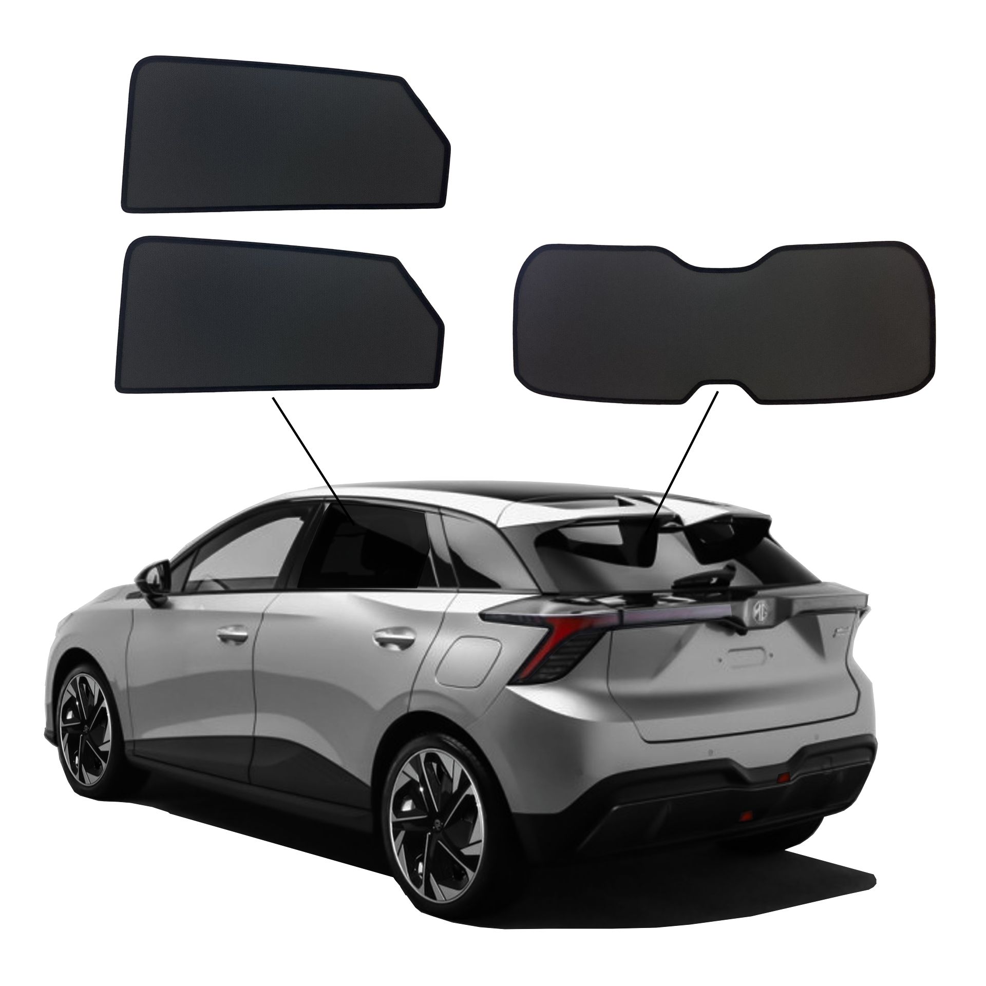 MG 4 SunClip Auto Sonnenschutz & Sichtschutz 2022- ein MG 4 mit einem AC Set