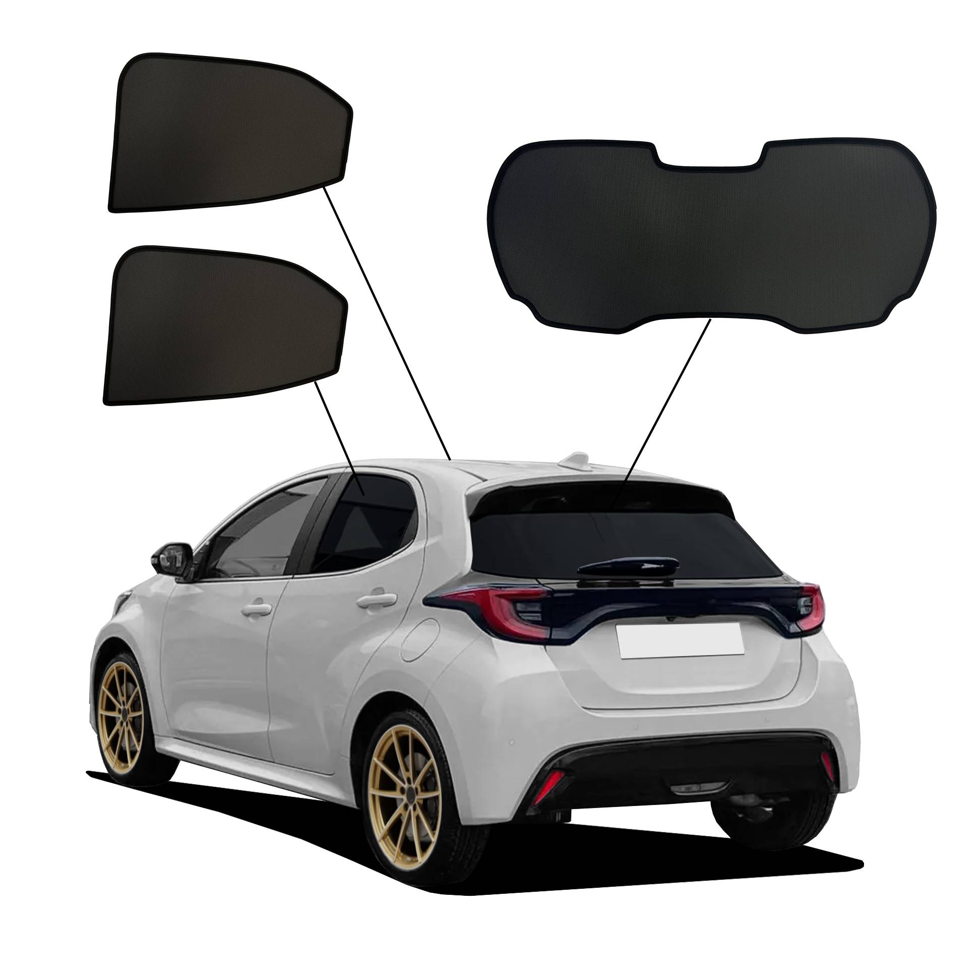Mazda 2 ab 2020 SunClip Sonnenschutz Sichtschutz UV-Schutz Auto Sonnenblende Hitzeschutz Insektenschutz Autoscheibentönung Blendschutz ein Mazda 2 mit einem AC Set
