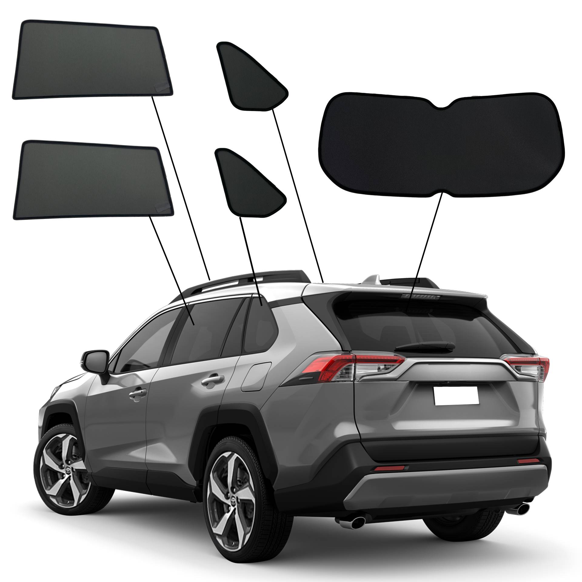 Toyota RAV4 SunClip Auto Sonnenschutz & Sichtschutz 2019-2025 ein Toyota RAV4 mit einem ABC Set