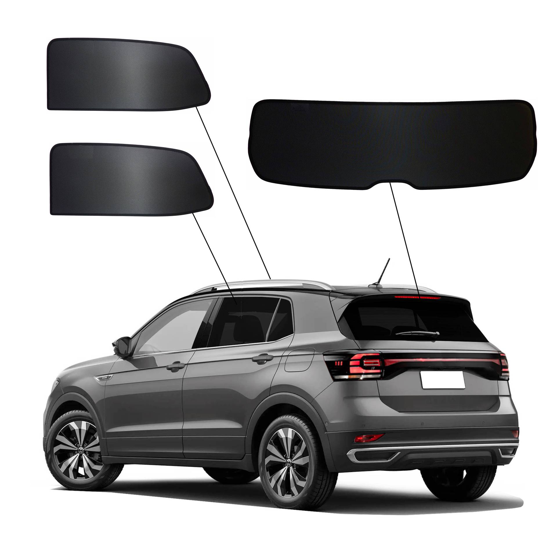 VW T-Cross SunClip Auto Sonnenschutz & Sichtschutz 2019- ein VW T-Cross mit einem AC Set
