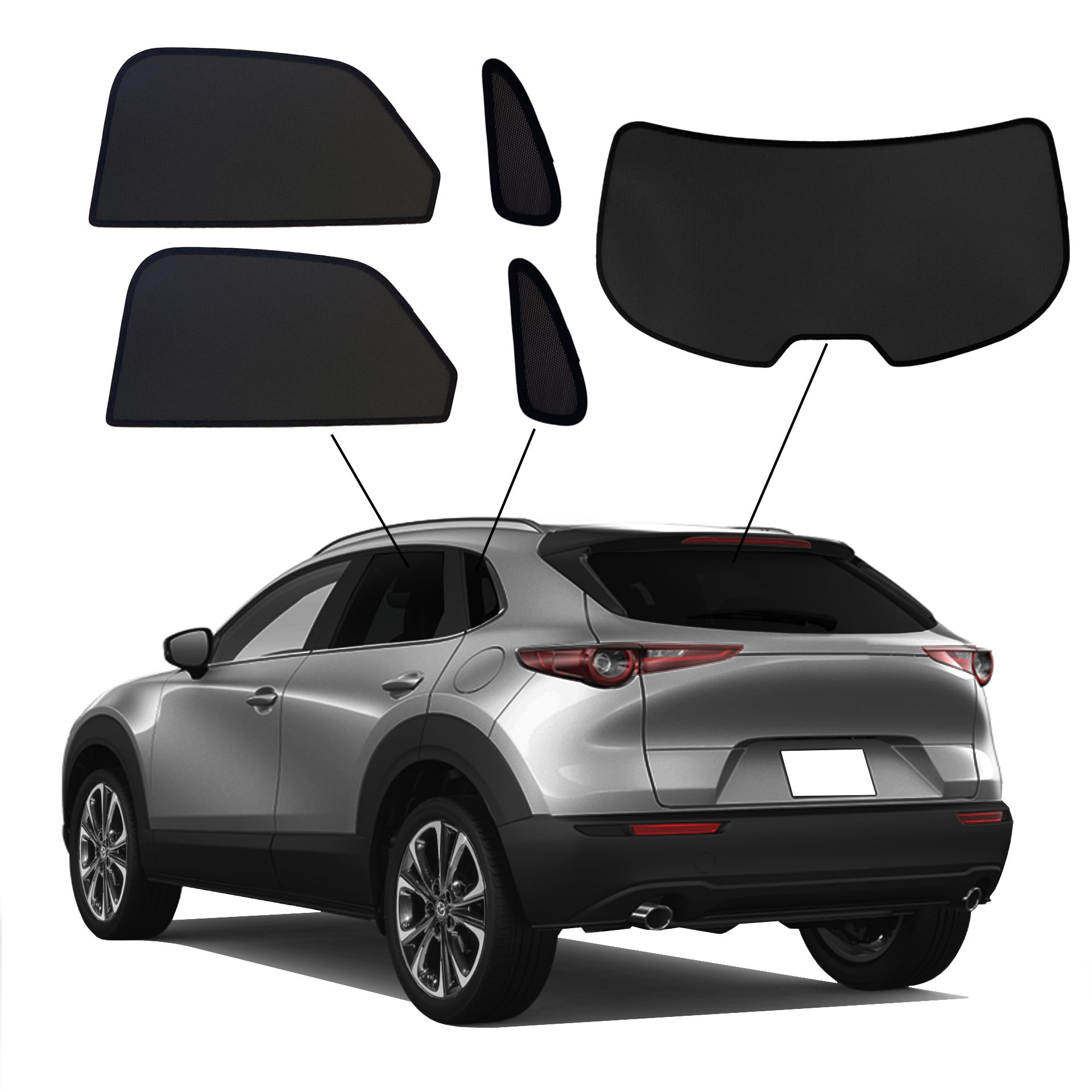 Mazda CX-30 SunClip Auto Sonnenschutz & Sichtschutz 2019- ein Mazda CX-30 mit einem ABC Set
