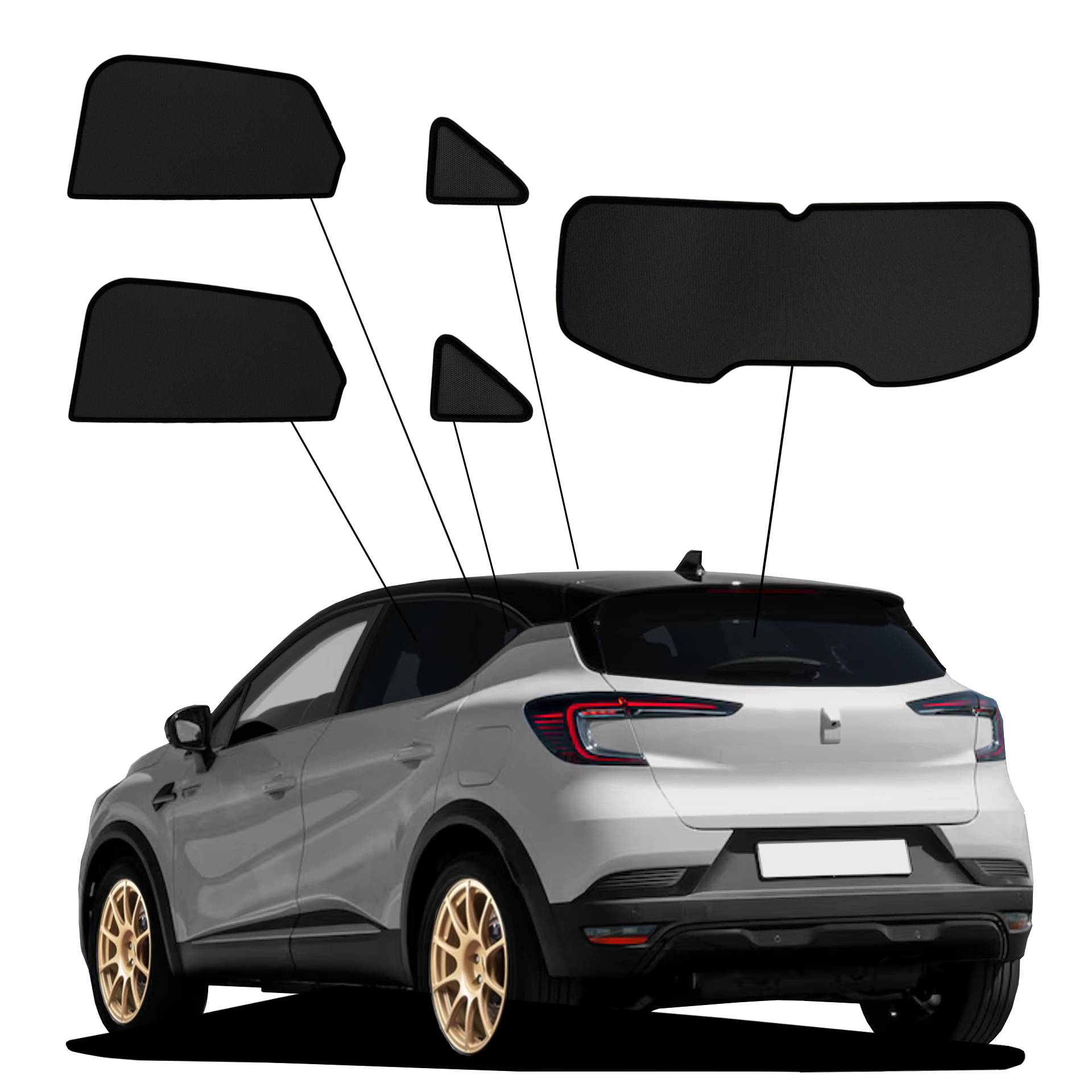 Mitsubishi ASX ab 2023 SunClip Sonnenschutz Sichtschutz UV-Schutz Auto Sonnenblende Hitzeschutz Insektenschutz Autoscheibentönung Blendschutz ein Mitsubishi ASX mit einem ABC Set
