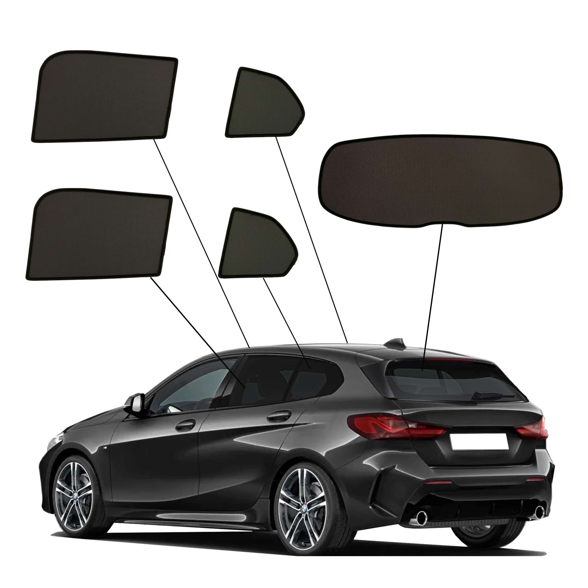 BMW 1er SunClip Auto Sonnenschutz & Sichtschutz 2019-2024 ein 1er BMW mit einem AC Set