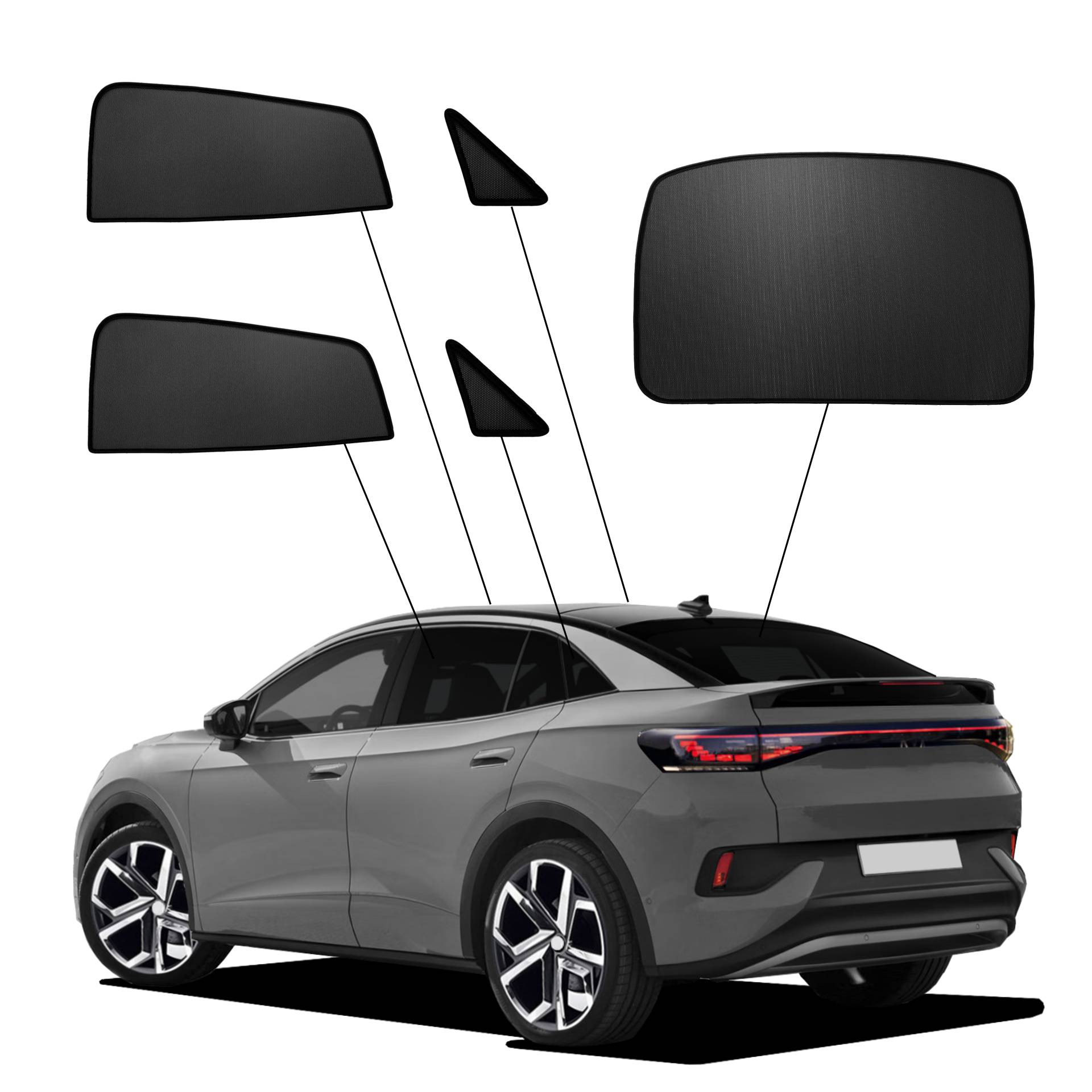 VW ID.5 SunClip Auto Sonnenschutz & Sichtschutz 2022- ein VW ID5 mit einem ABC Set