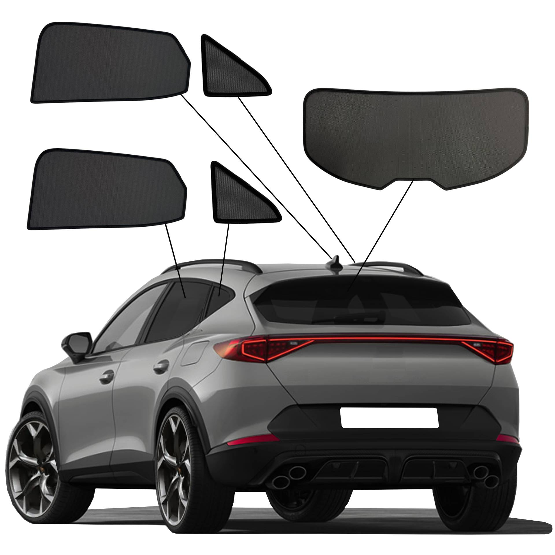 Cupra Formentor SunClip Auto Sonnenschutz & Sichtschutz 2020- ein Cupra Formentor mit einem ABC Set