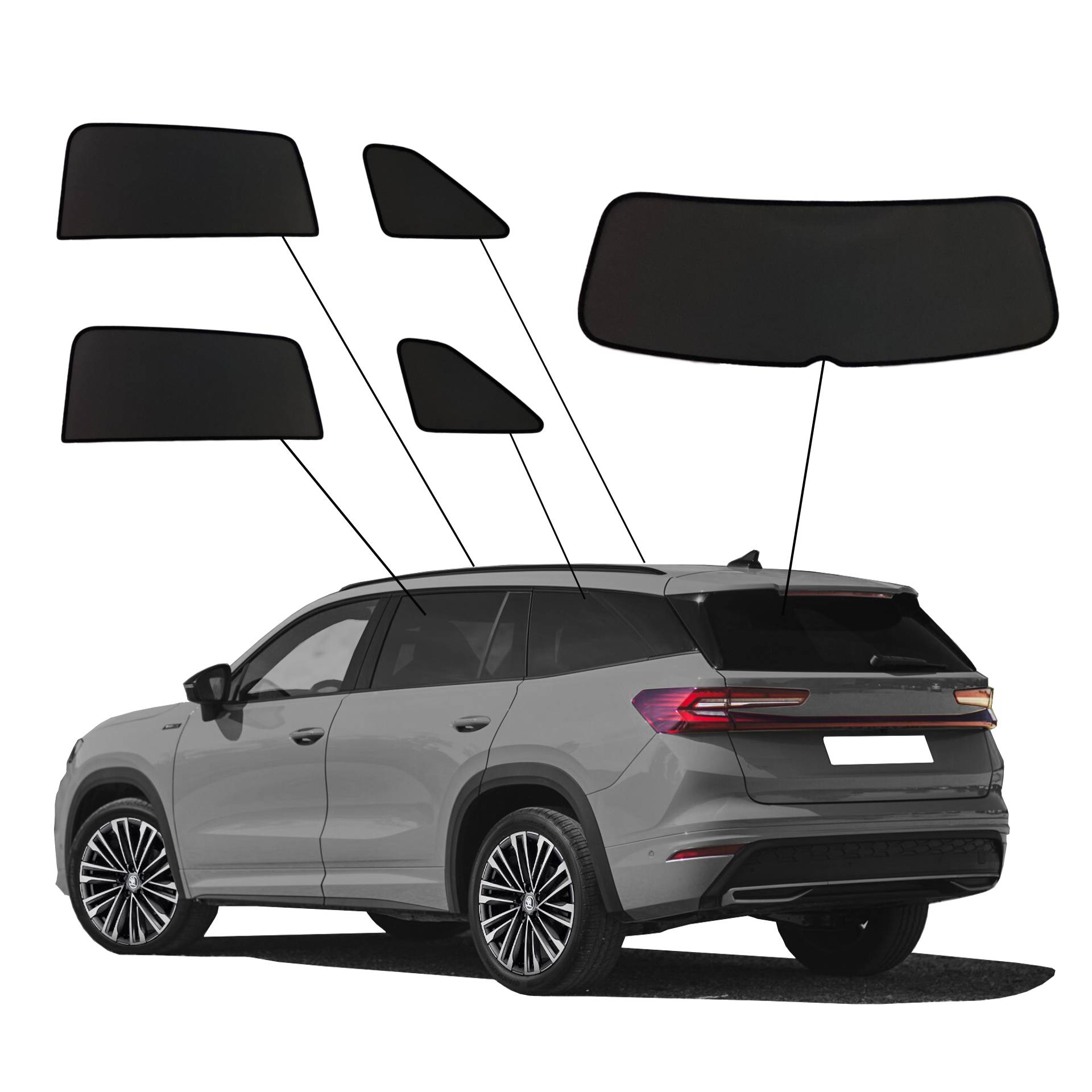 Skoda Kodiaq 2 SunClip Auto Sonnenschutz & Sichtschutz 2024- ein Skoda Kodiaq 2 mit einem ABC Set