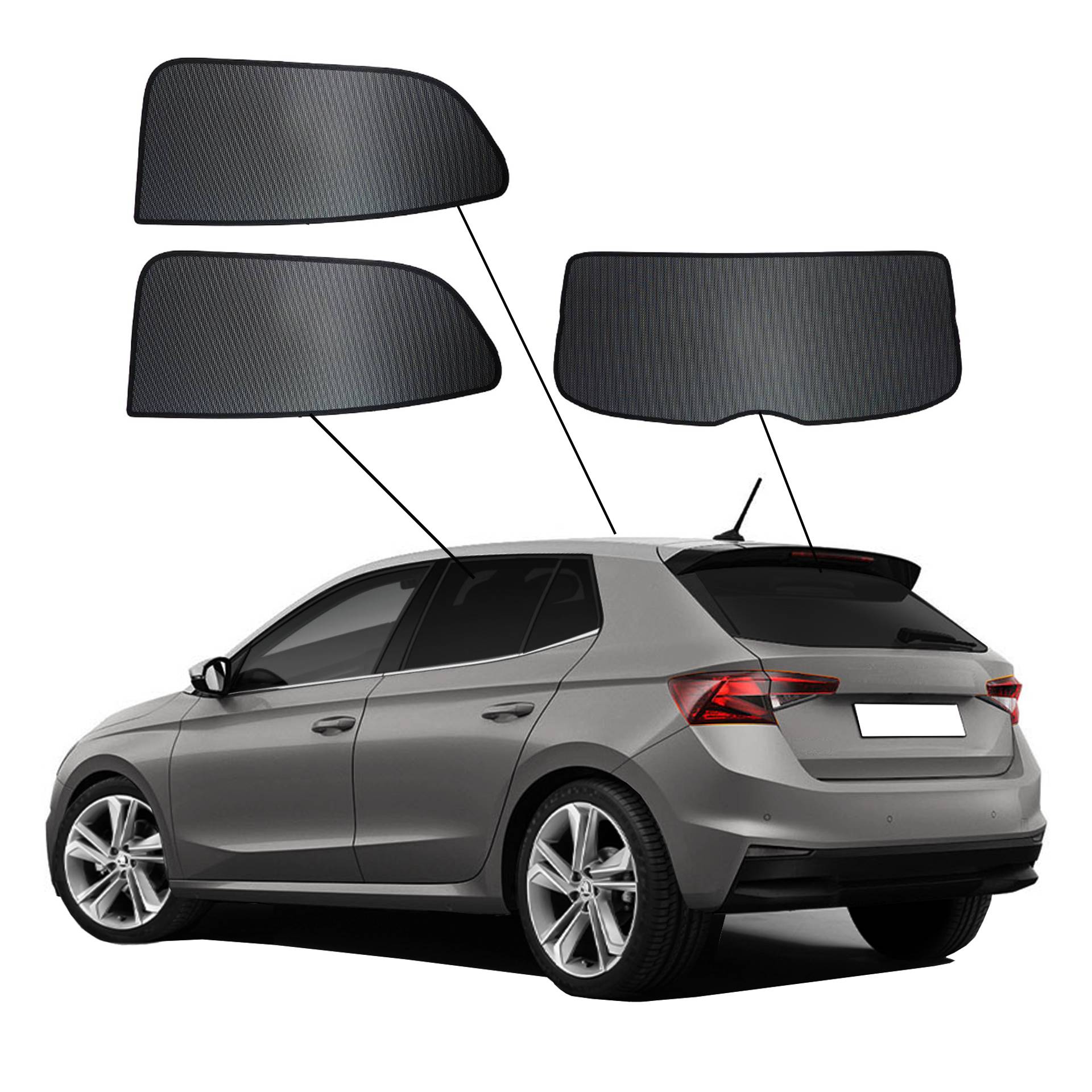 Skoda Fabia 4 SunClip Auto Sonnenschutz & Sichtschutz 2021- ein Skoda Fabia 4 mit einem AC Set