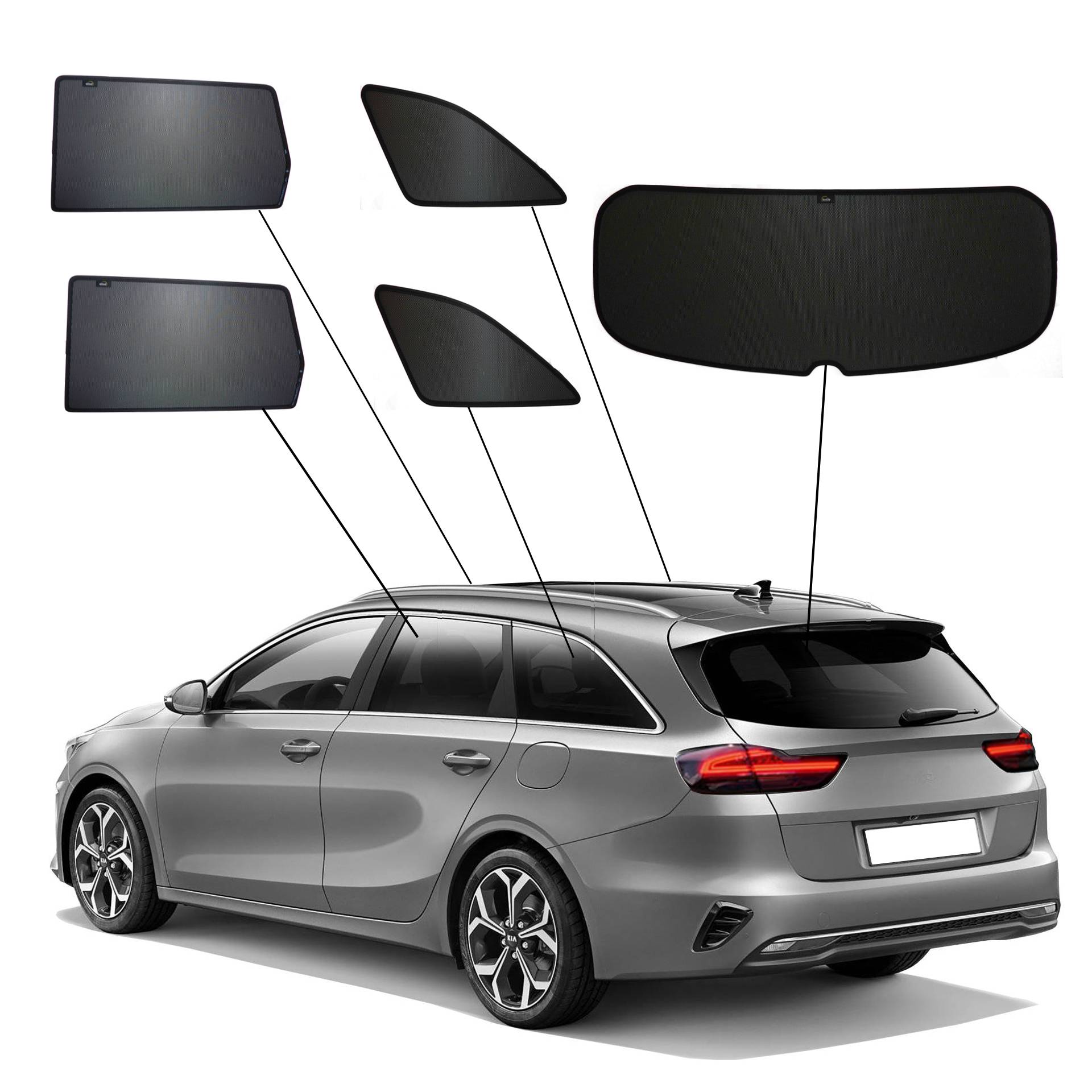 Kia Ceed SunClip Auto Sonnenschutz & Sichtschutz 2018-2025 ein Kia Ceed mit einem ABC Set