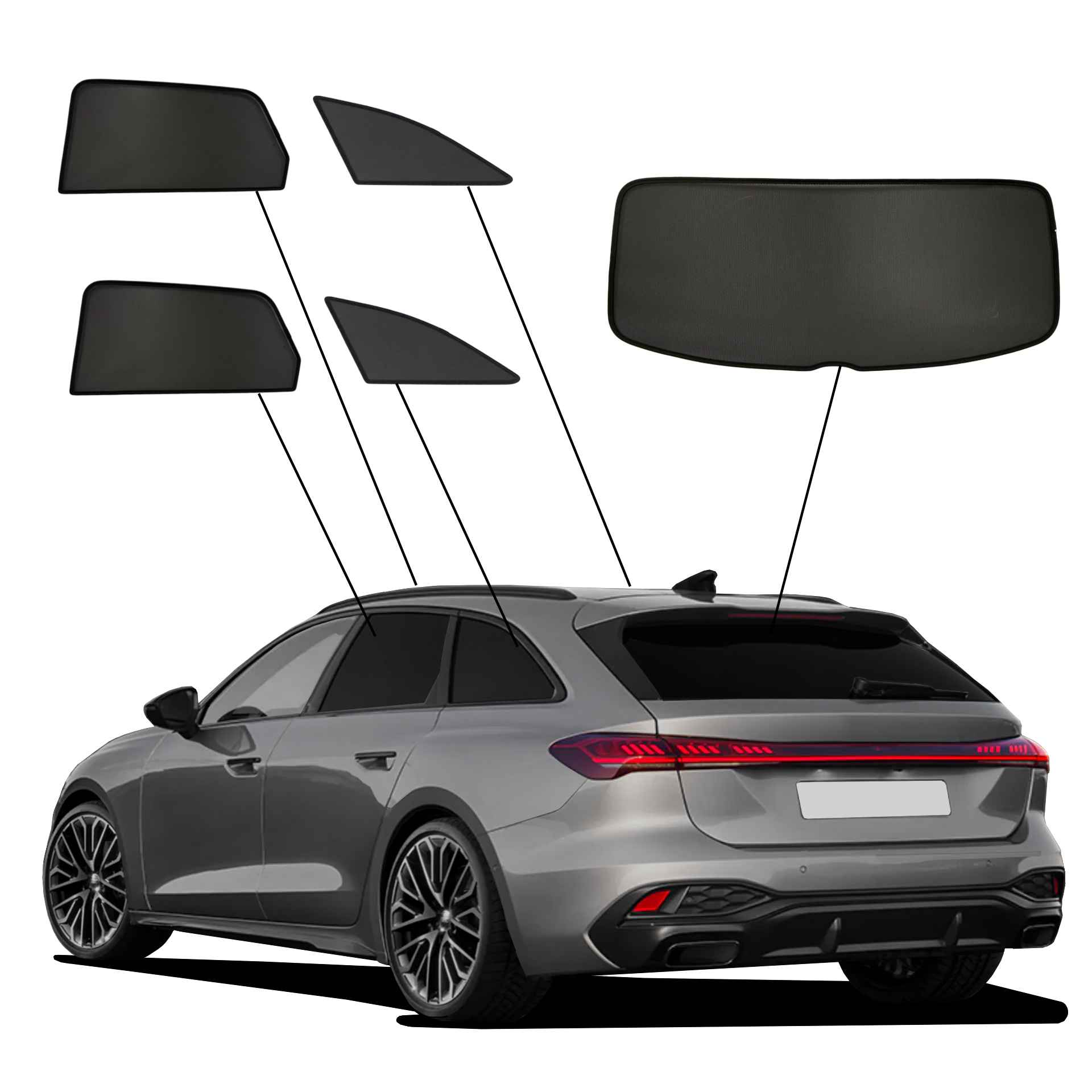Audi A5 Avant SunClip Auto Sonnenschutz & Sichtschutz 2024- ein Audi A5 Avant mit einem ABC Set