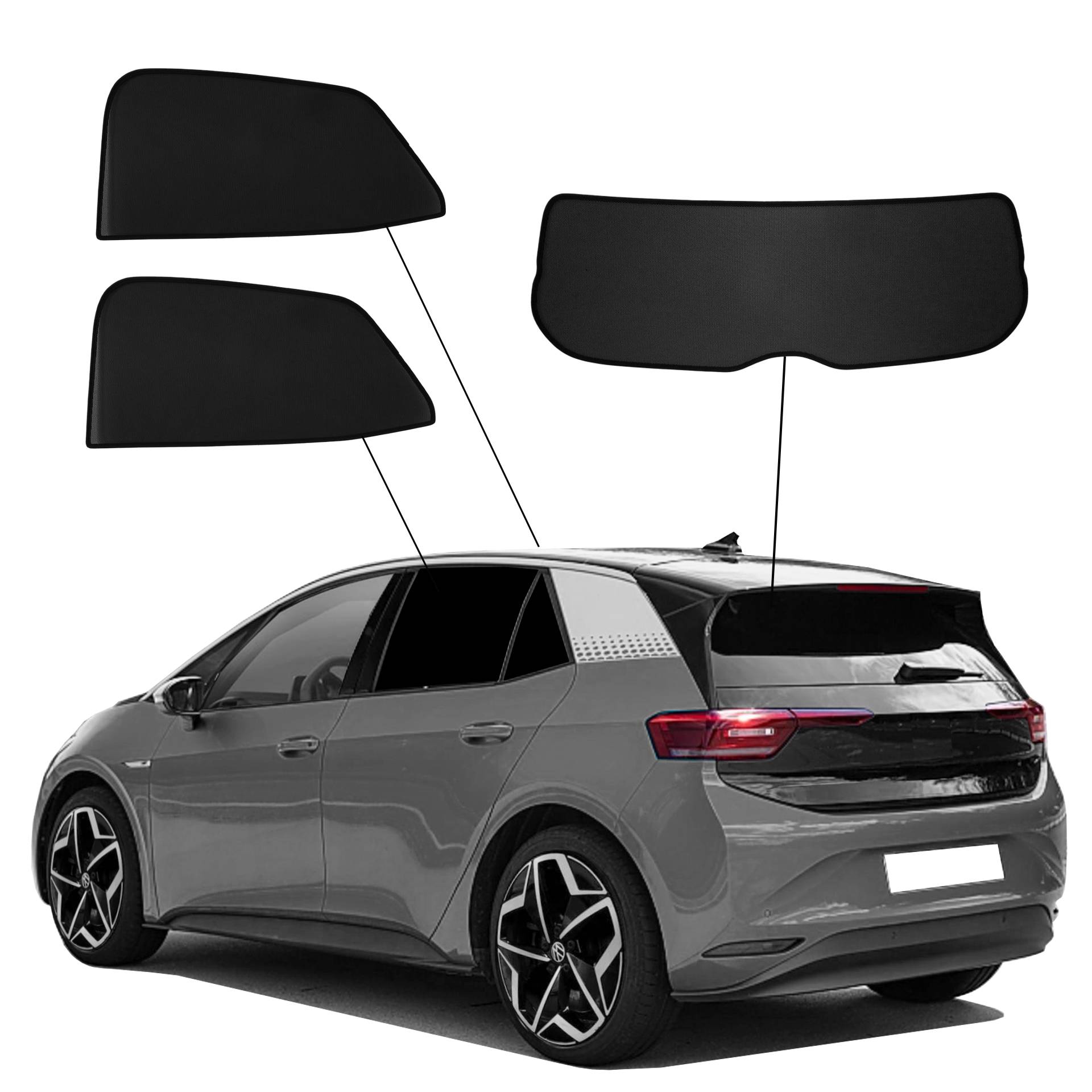 VW ID.3 SunClip Auto Sonnenschutz & Sichtschutz 2020- ein VW ID3 mit einem AC Set
