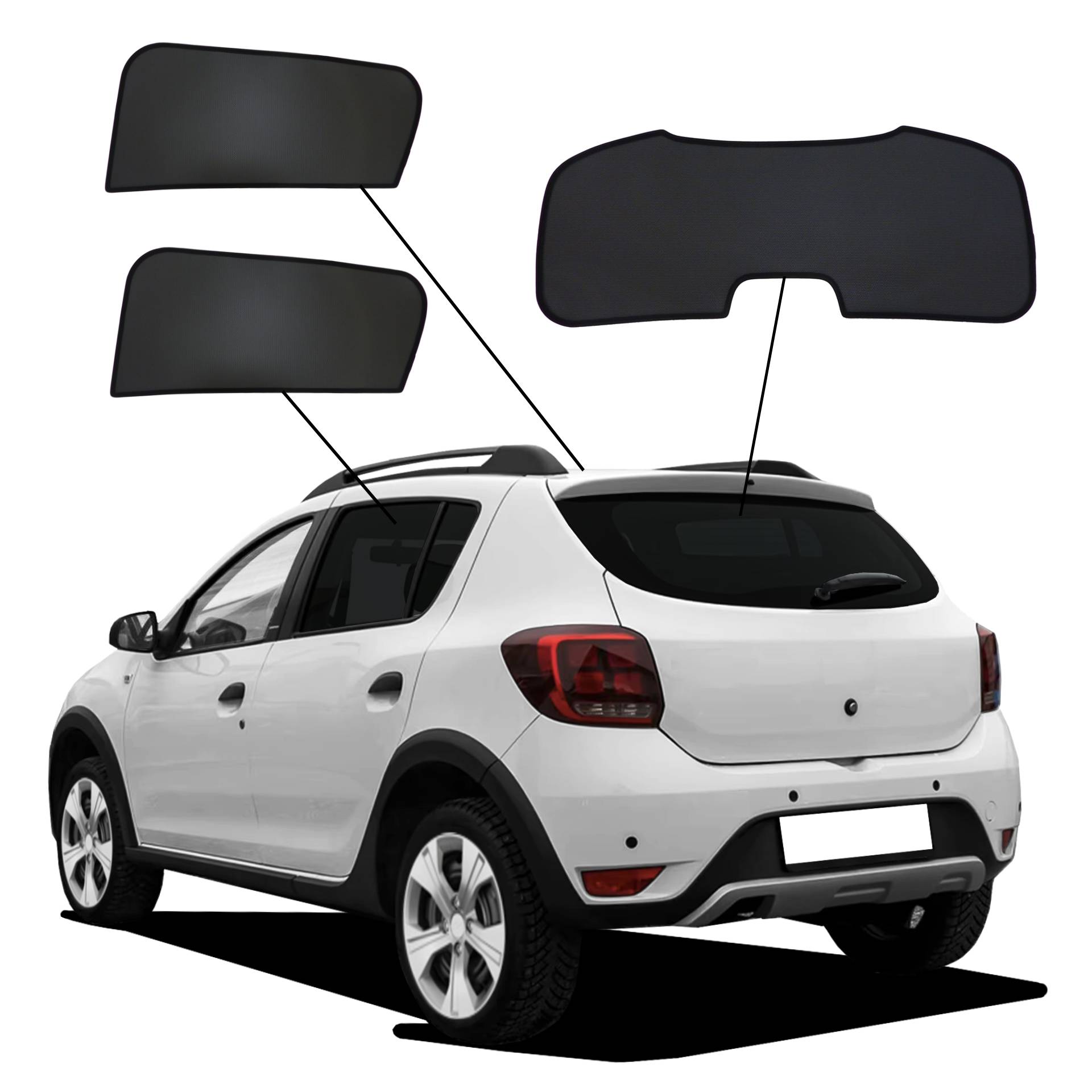 Dacia Sandero 2 SunClip Auto Sonnenschutz & Sichtschutz 2012-2022 ein Dacia Sandero 2 mit einem AC Set