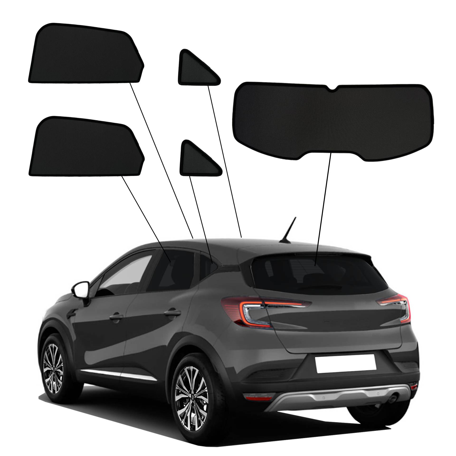 Renault Captur 2 RJB SunClip Auto Sonnenschutz & Sichtschutz 2020- ein Renault Captur 2 mit einem ABC Set